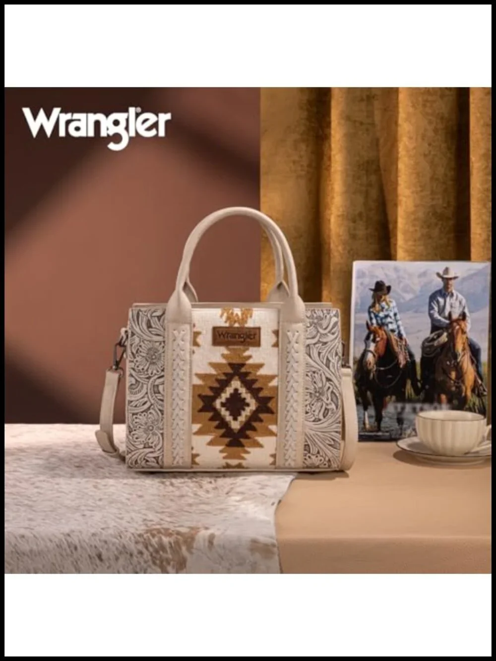 Genuine Leather Aztec Tote Bag Western Shoulder Purse with Top Handle